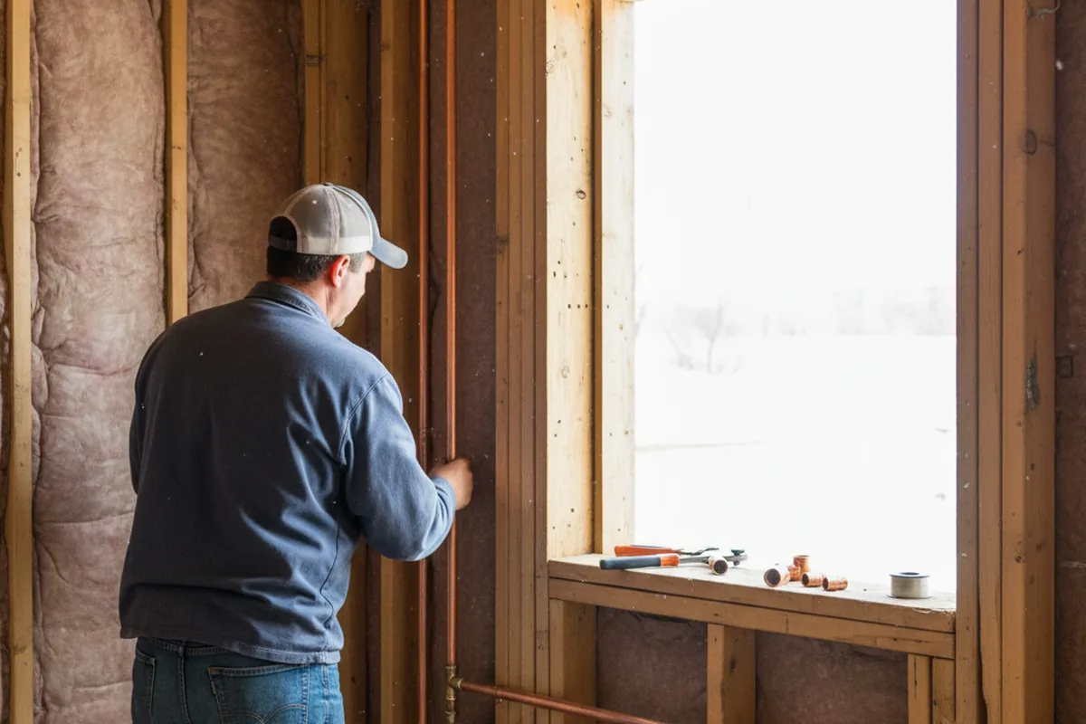 Licensed plumber running new copper supply lines in a Moody home
