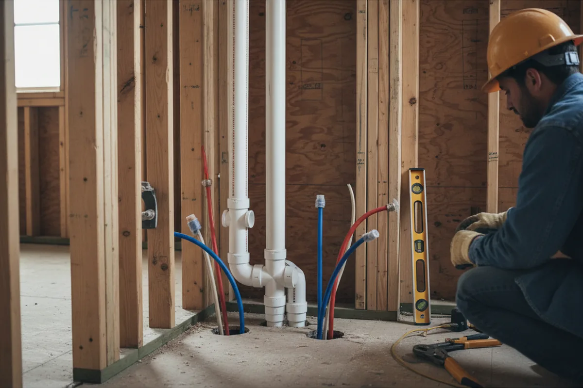 Drain and supply rough-in during Garbage Disposal Repair in Moody